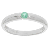 Round green emerald sterling silver ring showcasing a sparkling gemstone, perfect for elegant style.